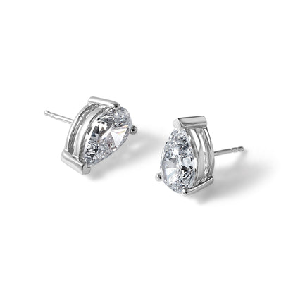 14K Weißgold Ohrstecker mit 6 ct. Laborgezüchteten Diamanten, VS/SI+ G+, Birnenschliff, 4-Krappen-Fassung, hohes Gewicht