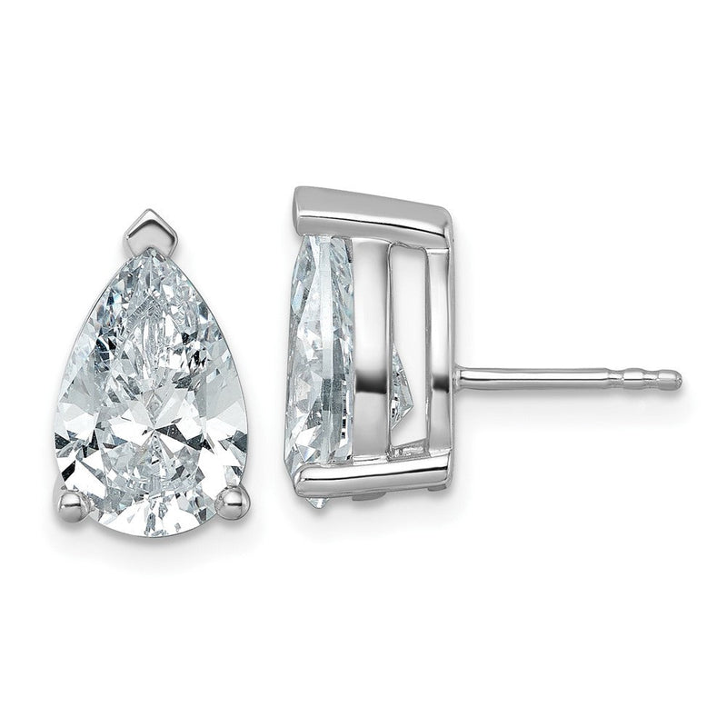 14K Weißgold Ohrstecker mit 6 ct. zertifizierten, im Labor gezüchteten Diamanten VS/SI+ G+, Birnenschliff, 4-Krappen-Fassung, Schwergewicht
