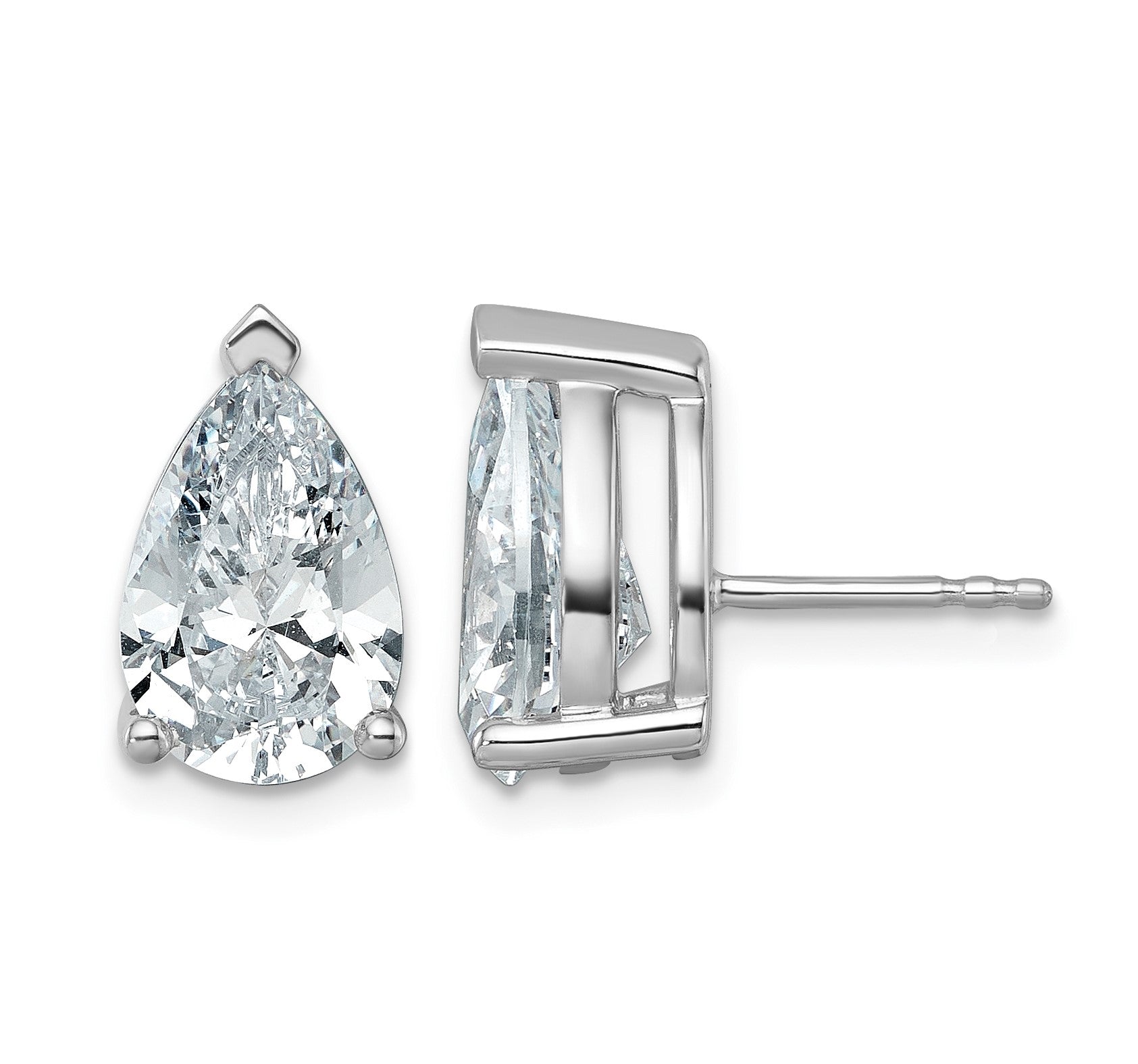 14K Weißgold Ohrstecker mit 6 ct. zertifizierten, im Labor gezüchteten Diamanten VS/SI+ G+, Birnenschliff, 4-Krappen-Fassung, Schwergewicht