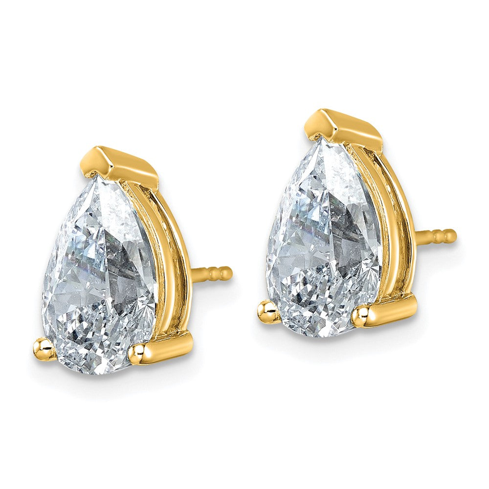 14K Gelbgold Ohrstecker mit 6 ct. zertifizierten, im Labor gezüchteten Diamanten in Birnenschliff, VS/SI+ G+, 4-Krappen-Fassung, schweres Gewicht