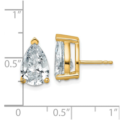 14K Gelbgold Ohrstecker mit 6 ct. zertifizierten, im Labor gezüchteten Diamanten in Birnenschliff, VS/SI+ G+, 4-Krappen-Fassung, schweres Gewicht