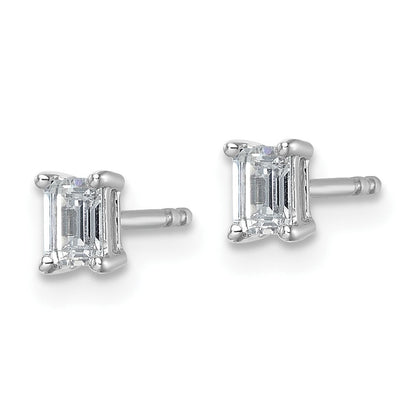 14K Weißgold Ohrstecker mit 0,5 ct. zertifizierten, im Labor gezüchteten Diamanten im Smaragdschliff, VS/SI+ G+, 4-Krappen-Fassung, hohes Gewicht