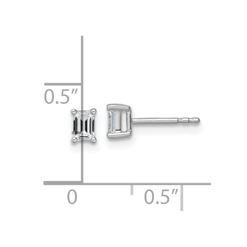 14K Weißgold Ohrstecker mit 0,5 ct. zertifizierten, im Labor gezüchteten Diamanten im Smaragdschliff, VS/SI+ G+, 4-Krappen-Fassung, hohes Gewicht