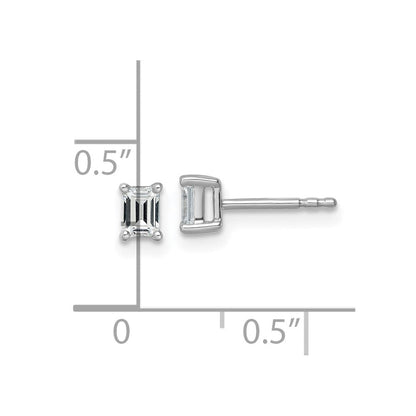 14K Weißgold Ohrstecker mit 0,5 ct. laborgezüchtetem Diamant VS/SI+ G+ im Smaragdschliff, komplette Solitär-Fassung