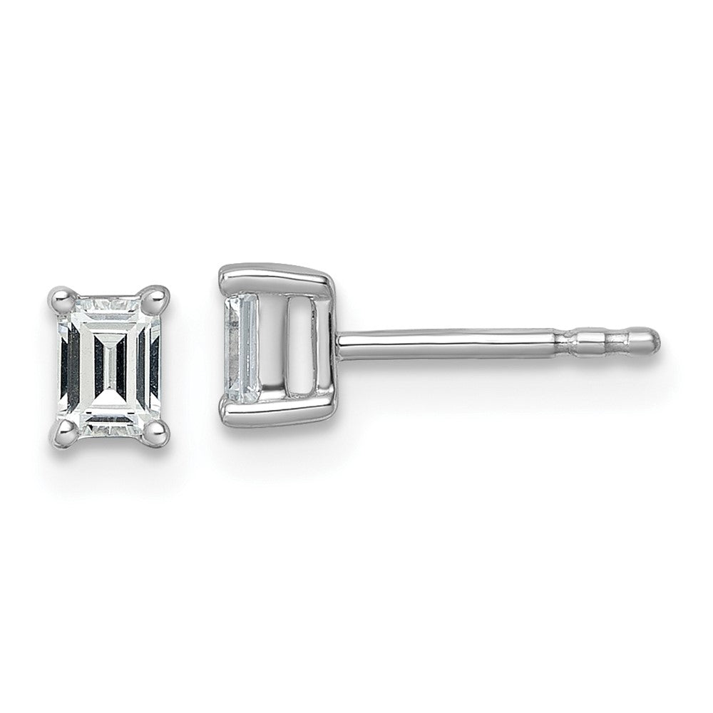 14K Weißgold Ohrstecker mit 0,5 ct. zertifizierten, im Labor gezüchteten Diamanten im Smaragdschliff, VS/SI+ G+, 4-Krappen-Fassung, hohes Gewicht
