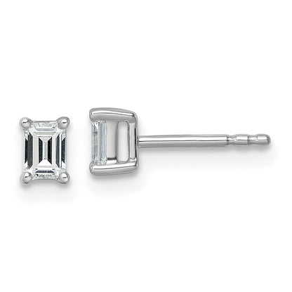 14K Weißgold Ohrstecker mit 0,5 ct. laborgezüchtetem Diamant VS/SI+ G+ im Smaragdschliff, komplette Solitär-Fassung