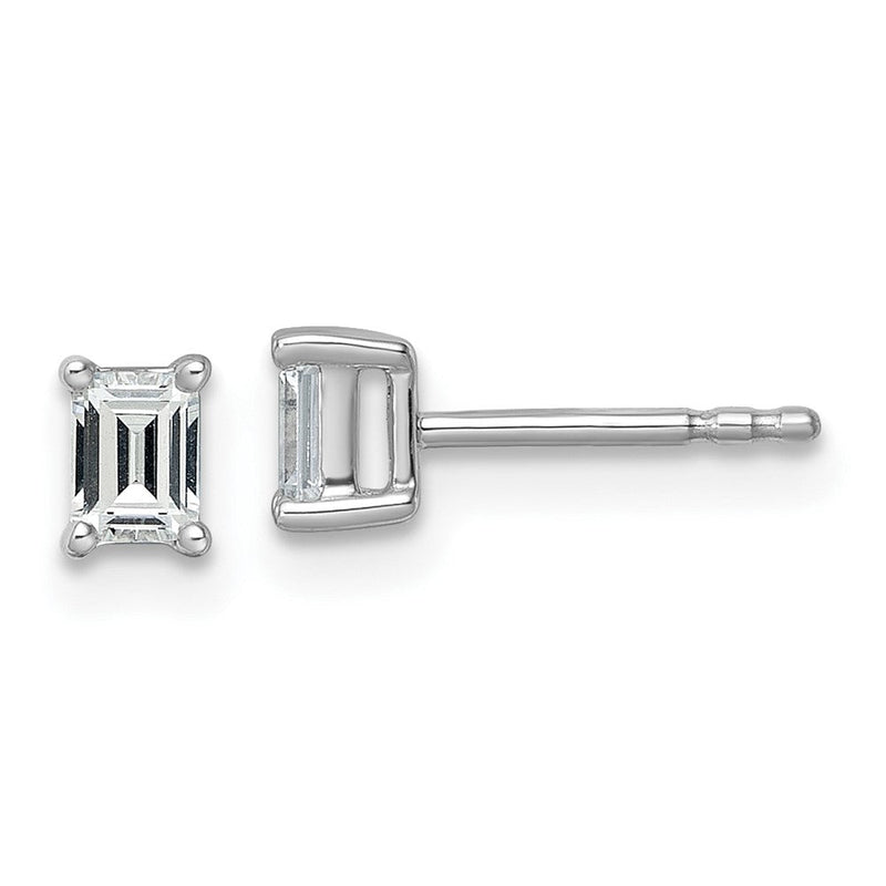 14K Weißgold Ohrstecker mit 0,5 ct. laborgezüchtetem Diamant VS/SI+ G+ im Smaragdschliff, komplette Solitär-Fassung