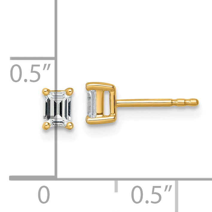 14K Gelbgold 1/2 ct Zertifiziert Im Labor Gezüchtet Diamant Vs+ F+ Smaragd 4 Krappen Schwer Gewicht. Ohrstecker