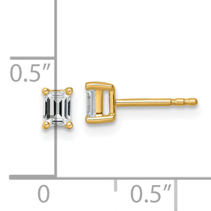 14K Gelbgold 1/2 ct Zertifiziert Im Labor Gezüchtet Diamant Vs+ F+ Smaragd 4 Krappen Schwer Gewicht. Ohrstecker