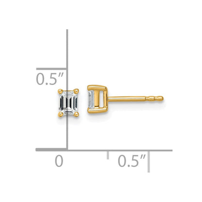14K Gelbgold Laborgezüchtete Diamant-Ohrstecker, Smaragdschliff, 4-Krappen-Fassung, Schweres Gewicht, VS/SI+ G+, 0,5 ct