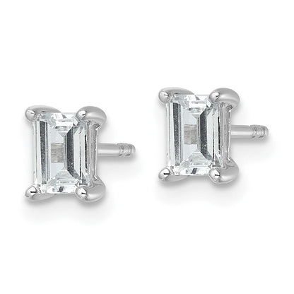 14K Weißgold Ohrstecker mit 1 ct. Laborgezüchteten Diamanten im Smaragdschliff, VS/SI+ G+, 4-Krappen-Fassung, Schwere Ausführung