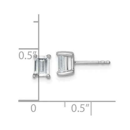 14K Weißgold Ohrstecker mit 1 ct. zertifiziertem, im Labor gezüchtetem Diamant, VS/SI+ G+, Smaragdschliff, 4-Krappen-Fassung, schwere Ausführung