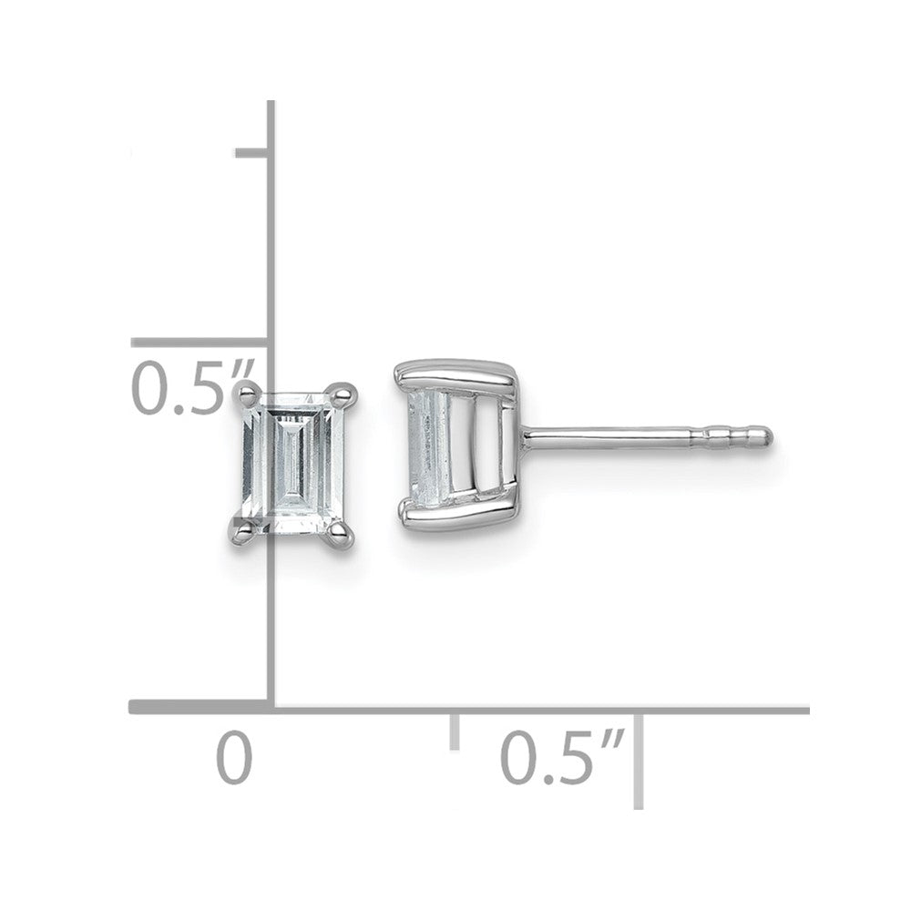 14K Weißgold Ohrstecker mit 1 ct. Laborgezüchteten Diamanten im Smaragdschliff, VS/SI+ G+, 4-Krappen-Fassung, Schwere Ausführung
