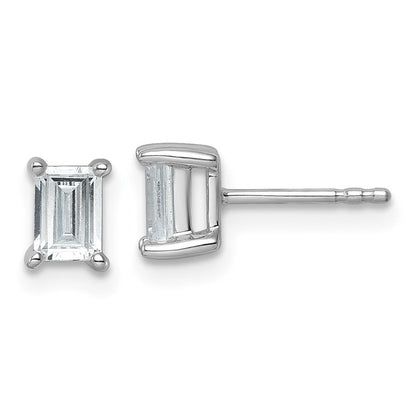 14K Weißgold Ohrstecker mit 1 ct. Laborgezüchteten Diamanten im Smaragdschliff, VS/SI+ G+, 4-Krappen-Fassung, Schwere Ausführung
