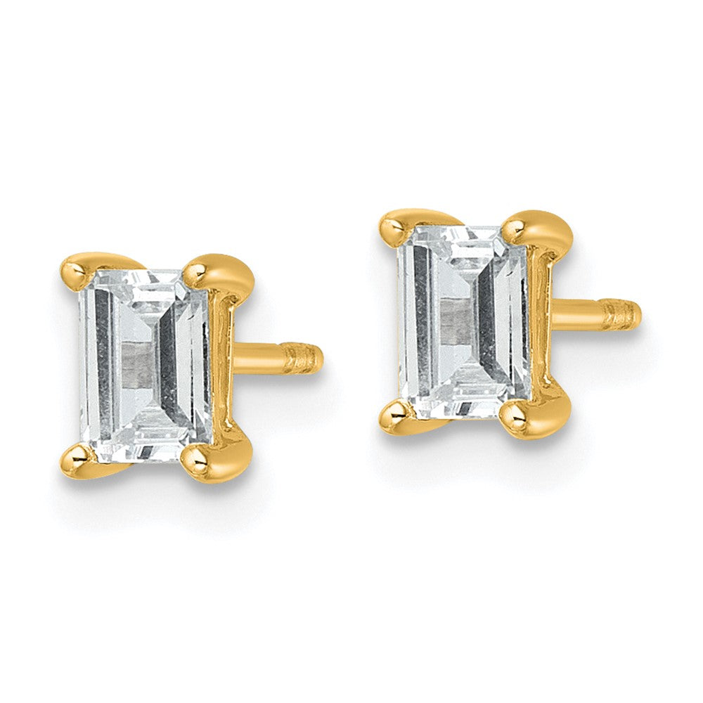 14K Gelbgold Ohrstecker mit 1 ct. zertifizierten, im Labor gezüchteten Diamanten (VS/SI+, G+), Smaragdschliff, 4-Krappenfassung, Schwergewicht