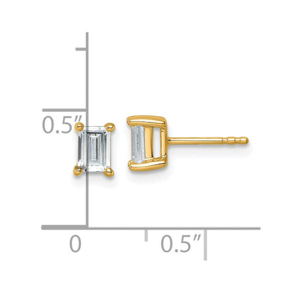 14K Gelbgold Ohrstecker mit 1 ct. im Labor gezüchteten Diamanten VS/SI+ G+, Smaragdschliff, 4-Krappen-Fassung, Schweres Gewicht