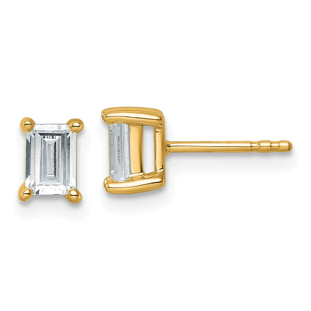 14K Gelbgold Ohrstecker mit 1 ct. im Labor gezüchteten Diamanten VS/SI+ G+, Smaragdschliff, 4-Krappen-Fassung, Schweres Gewicht
