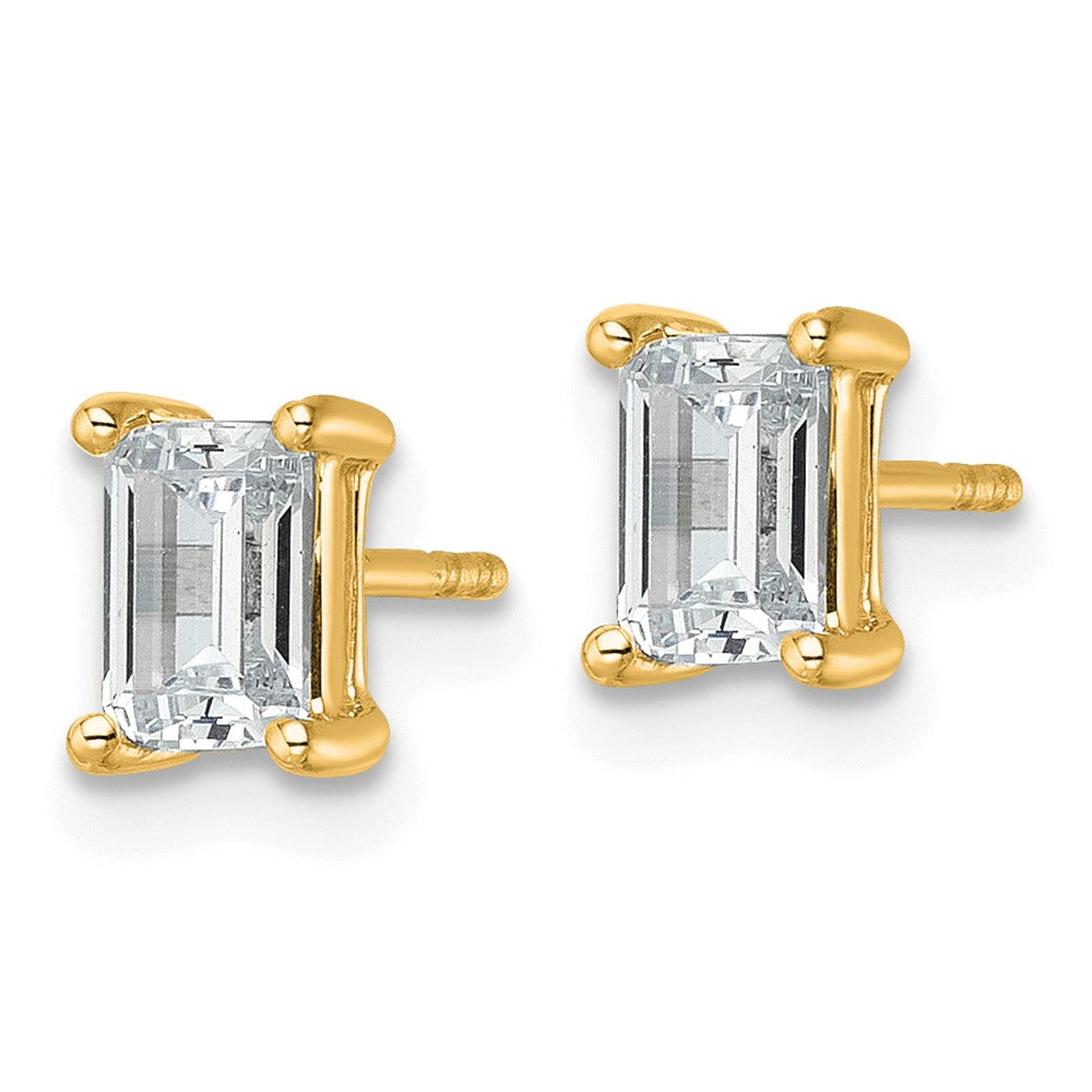14K Gelbgold Ohrstecker mit 1,5 ct. zertifizierten, im Labor gezüchteten Diamanten im Smaragdschliff, VS/SI+ G+, 4-Krappenfassung, hohes Gewicht