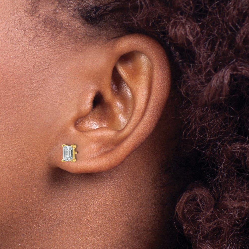 14K Gelbgold Ohrstecker mit 1,5 ct. zertifizierten, im Labor gezüchteten Diamanten im Smaragdschliff, VS/SI+ G+, 4-Krappenfassung, hohes Gewicht