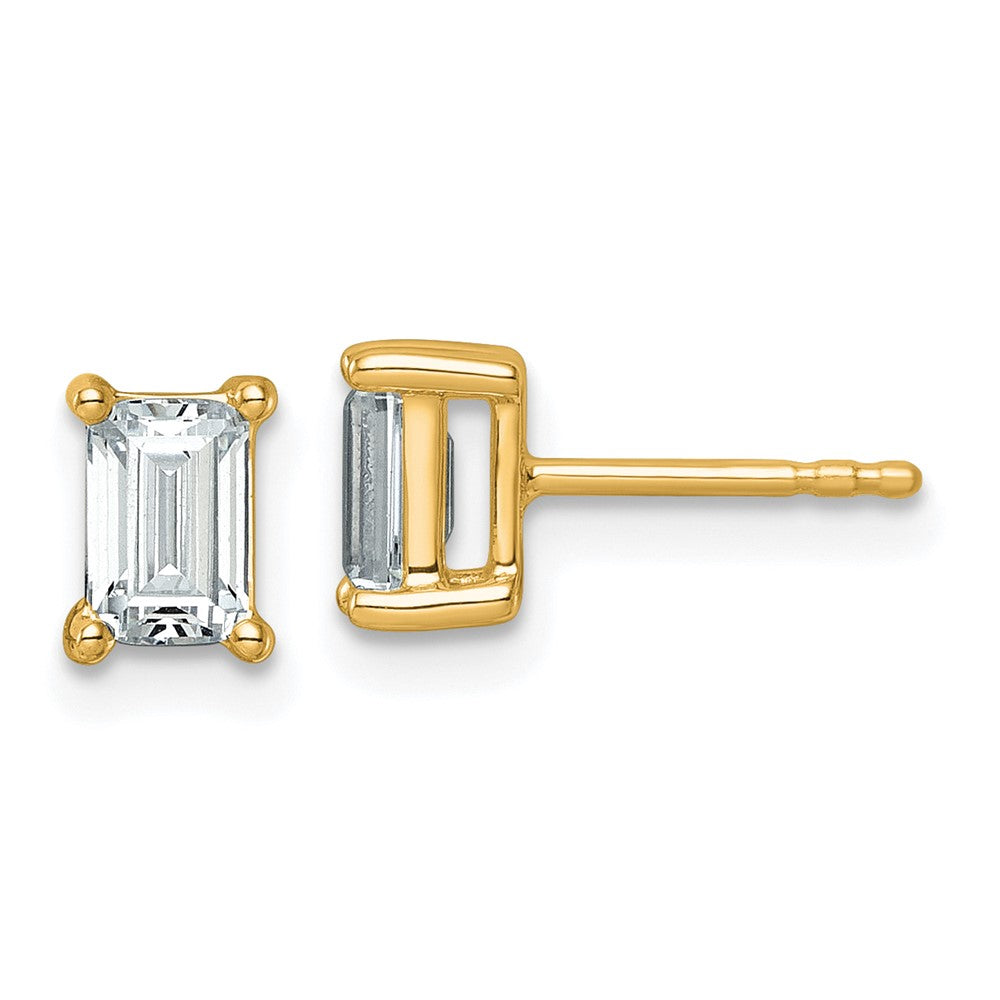 14K Gelbgold Ohrstecker mit 1,5 ct. laborgezüchteten Diamanten im Smaragdschliff, VS/SI+ G+, 4er-Krappenfassung, hohes Gewicht