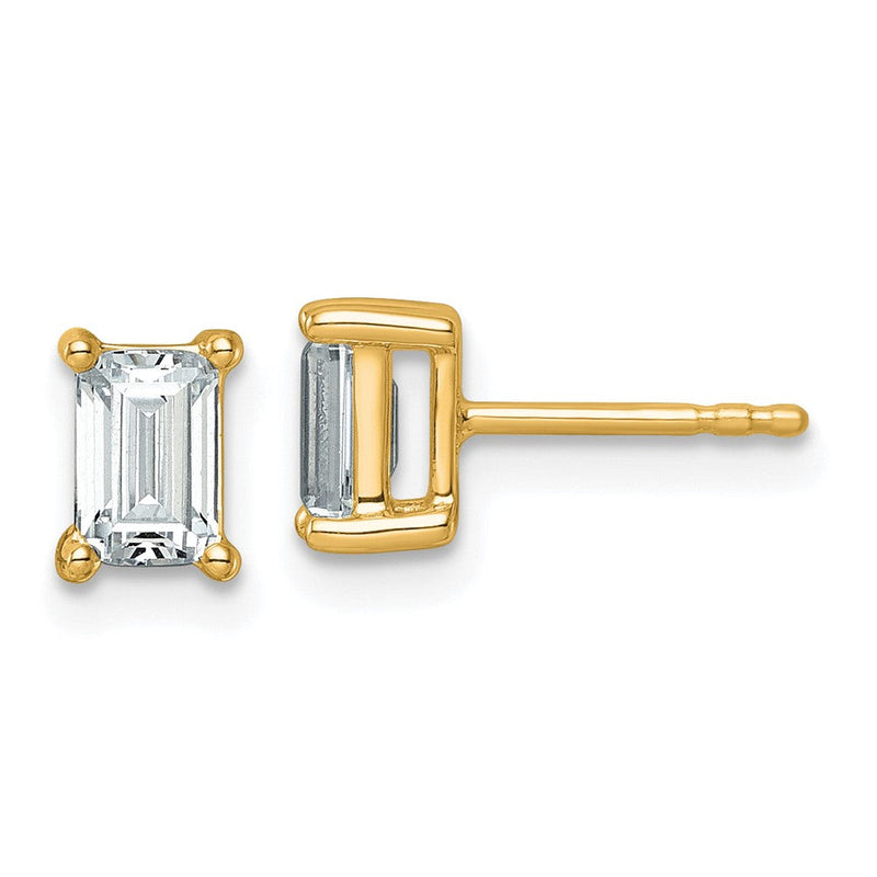 14K Gelbgold Ohrstecker mit 1,5 ct. zertifizierten, im Labor gezüchteten Diamanten im Smaragdschliff, VS/SI+ G+, 4-Krappenfassung, hohes Gewicht