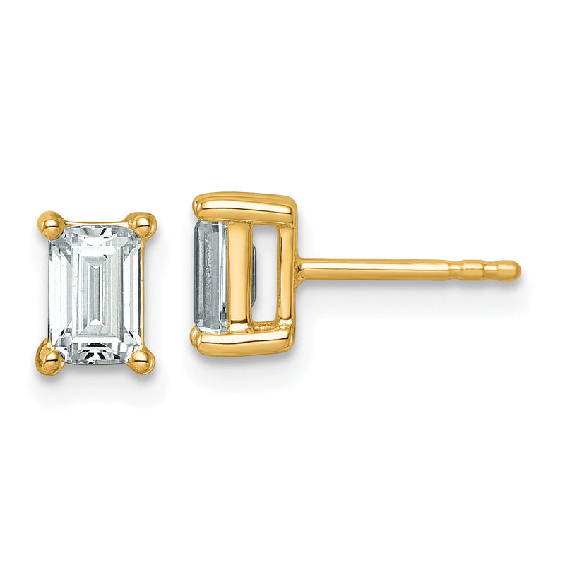 14K Gelbgold 1 1/2 ct Zertifiziert Im Labor Gezüchtet Diamant Vs+ F+ Smaragd 4 Krappen Schwer Gewicht. Ohrstecker