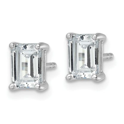 14K Weißgold 2 ct. Laborgezüchteter Diamant VS/SI+ G+ Smaragdschliff Solitär-Ohrstecker