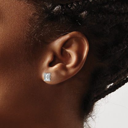 14K Weißgold 2 ct. Laborgezüchteter Diamant VS/SI+ G+ Smaragdschliff Solitär-Ohrstecker