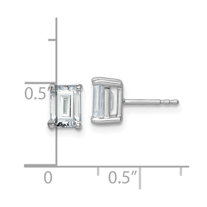 14K Weißgold 2 ct. Laborgezüchteter Diamant VS/SI+ G+ Smaragdschliff Solitär-Ohrstecker
