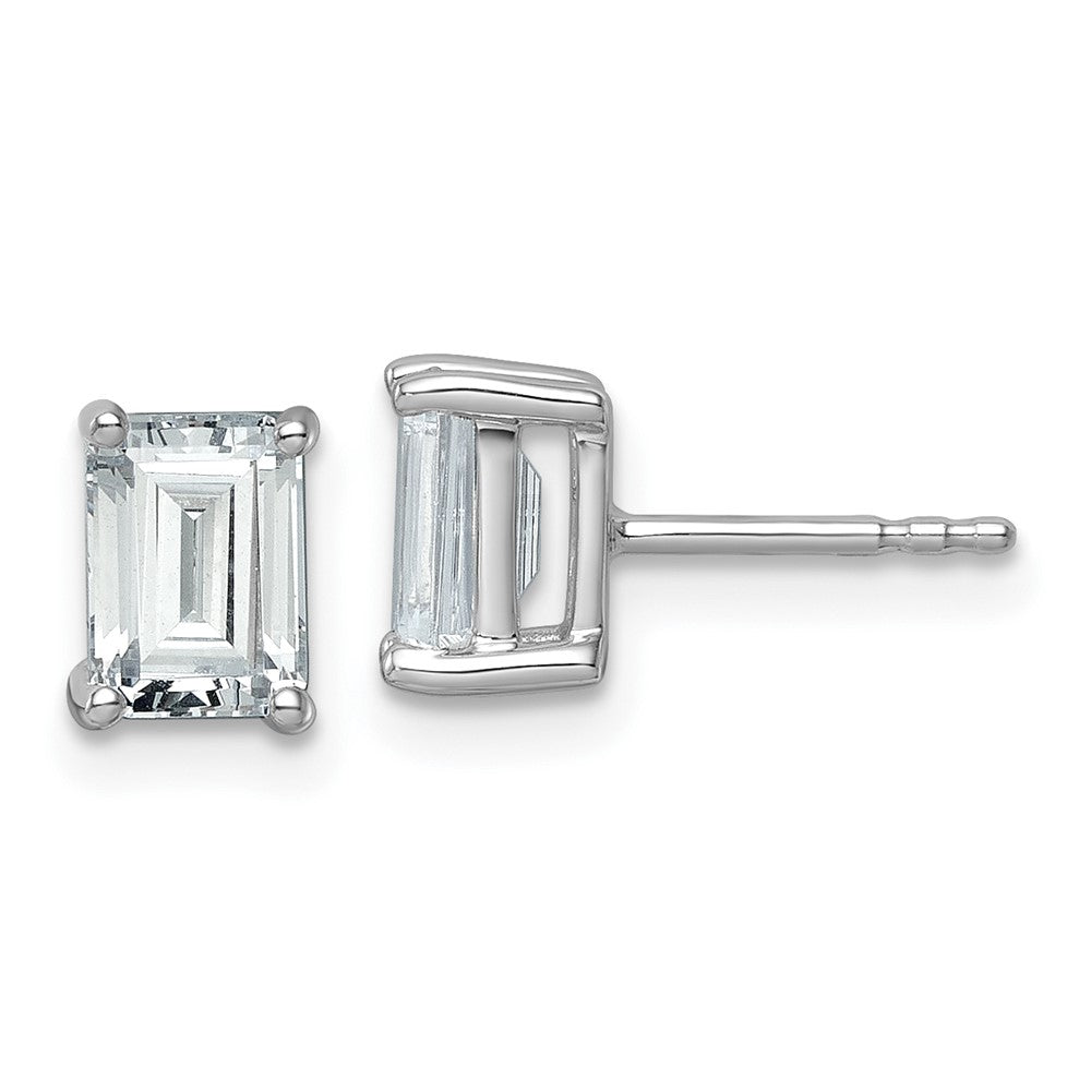14K Weißgold 2 ct. Laborgezüchteter Diamant VS/SI+ G+ Smaragdschliff Solitär-Ohrstecker