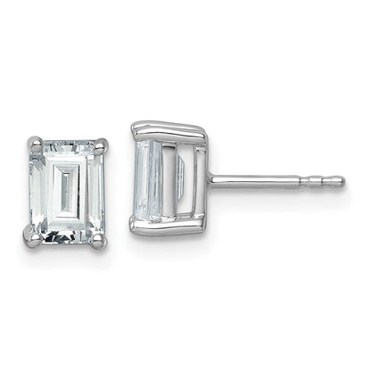 14K Weißgold 2 ct. Laborgezüchteter Diamant VS/SI+ G+ Smaragdschliff Solitär-Ohrstecker