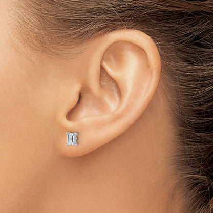 14K Gelbgold Ohrstecker mit 2 ct. zertifizierten, im Labor gezüchteten Diamanten VS/SI+ G+, Smaragdschliff, Solitär-Fassung, komplett