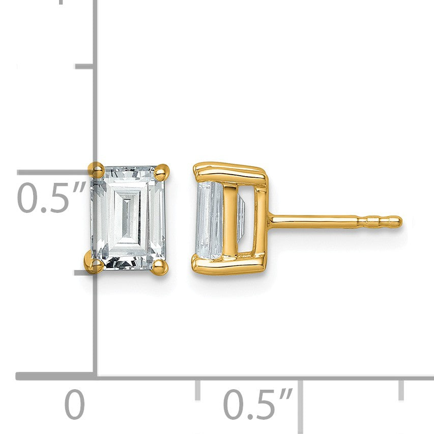14K Gelbgold Ohrstecker mit 2 ct. zertifizierten, im Labor gezüchteten Diamanten VS/SI+ G+, Smaragdschliff, Solitär-Fassung, komplett