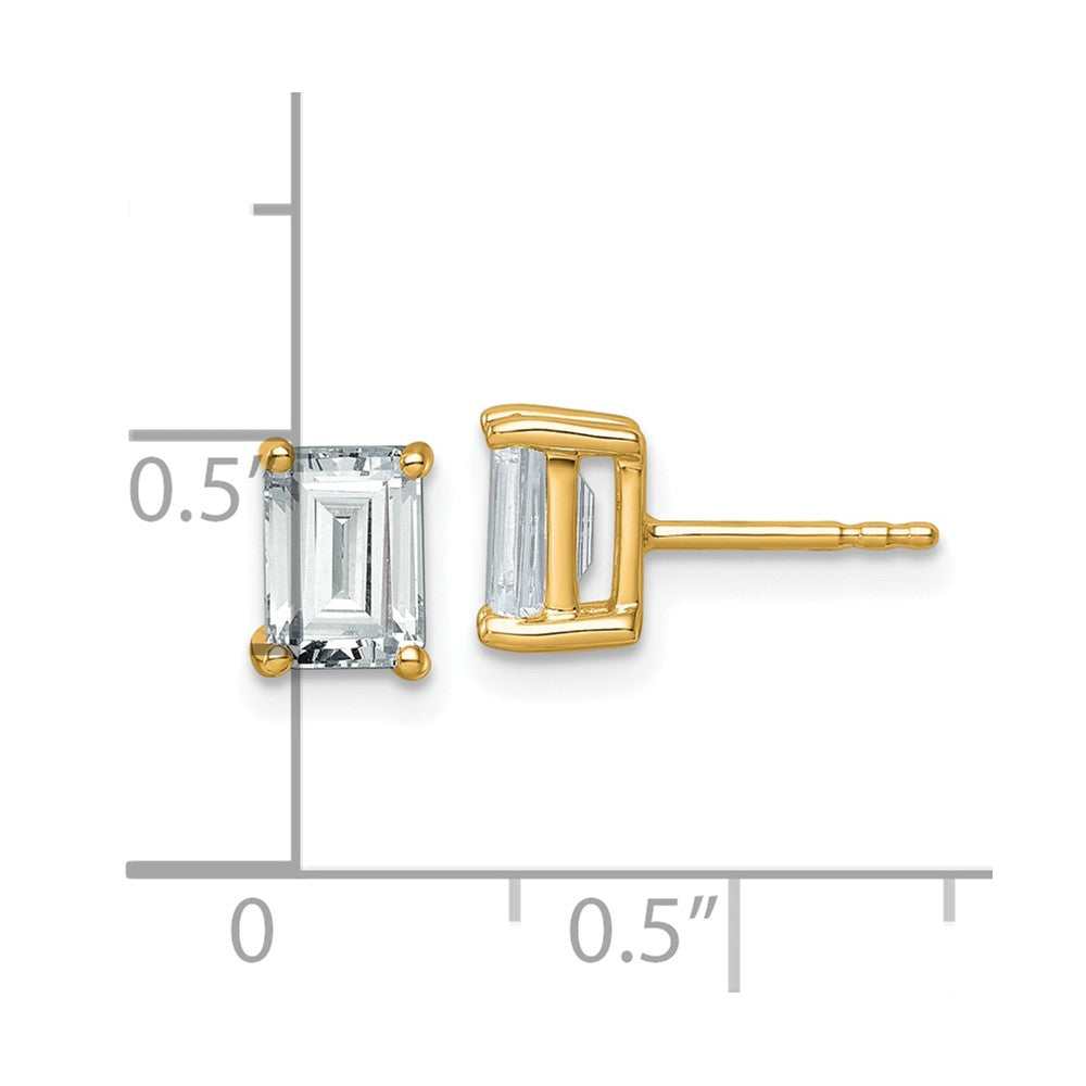 14K Gelbgold Ohrstecker mit 2 ct. zertifizierten, im Labor gezüchteten Diamanten VS/SI+ G+, Smaragdschliff, Solitär-Fassung, komplett
