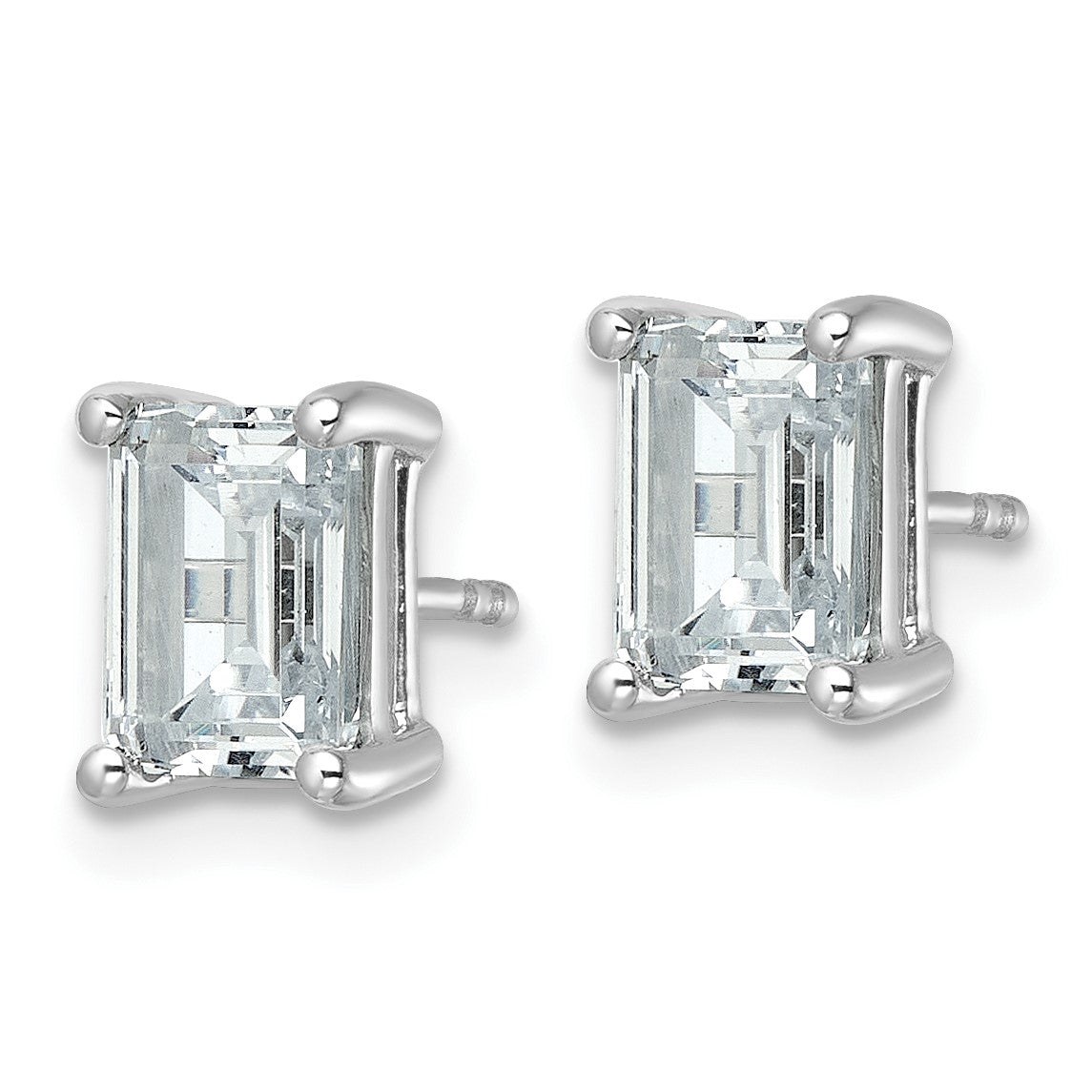 14K Weißgold Laborgezüchtete Diamant VS/SI+ G+ Smaragd-Ohrstecker mit 3 ct. Gesamtgewicht, 4-Krappen-Fassung, hohes Gewicht