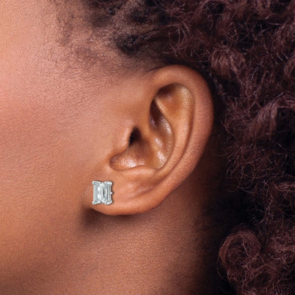 14K Weißgold Laborgezüchtete Diamant VS/SI+ G+ Smaragd-Ohrstecker mit 3 ct. Gesamtgewicht, 4-Krappen-Fassung, hohes Gewicht