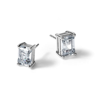 14K Weißgold Laborgezüchtete Diamant VS/SI+ G+ Smaragd-Ohrstecker mit 3 ct. Gesamtgewicht, 4-Krappen-Fassung, hohes Gewicht