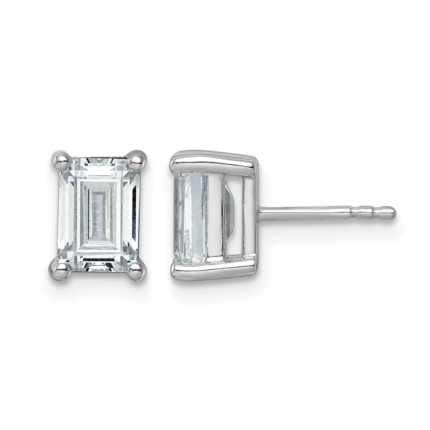 14K Weißgold Laborgezüchtete Diamant VS/SI+ G+ Smaragd-Ohrstecker mit 3 ct. Gesamtgewicht, 4-Krappen-Fassung, hohes Gewicht