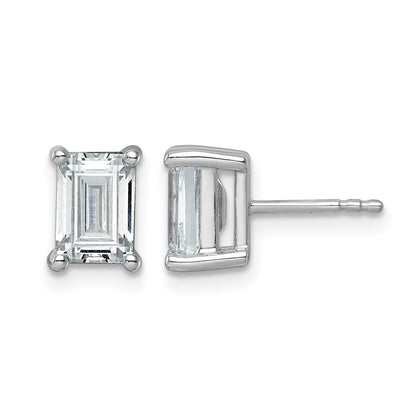 14K Weißgold Laborgezüchtete Diamant VS/SI+ G+ Smaragd-Ohrstecker mit 3 ct. Gesamtgewicht, 4-Krappen-Fassung, hohes Gewicht
