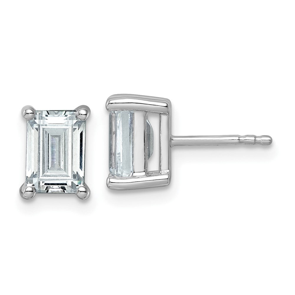 14K Weißgold Laborgezüchtete Diamant VS/SI+ G+ Smaragd-Ohrstecker mit 3 ct. Gesamtgewicht, 4-Krappen-Fassung, hohes Gewicht