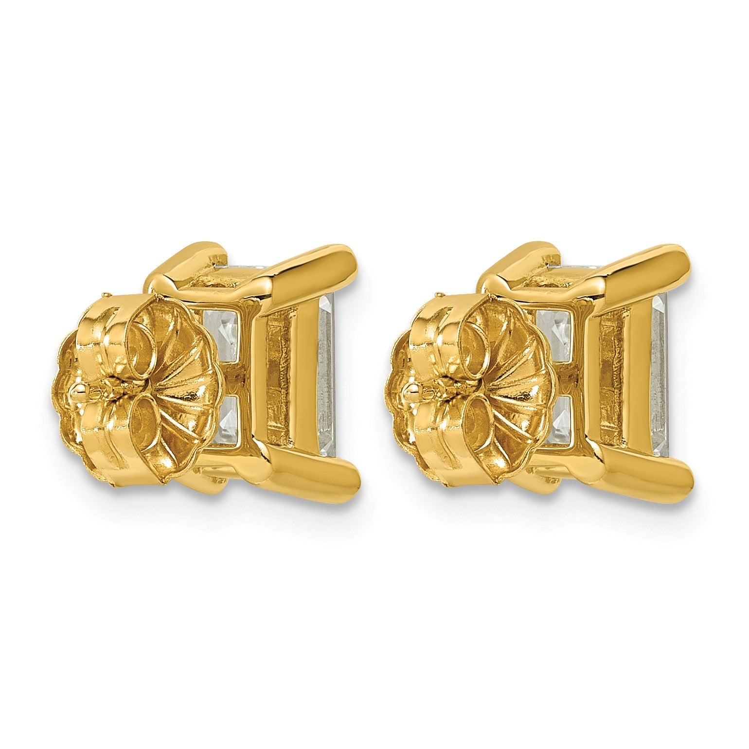 14K Gelbgold 3 ct. Zertifizierte Laborgezüchtete Diamanten VS/SI+ G+ Smaragdschliff 4-Zacken-Fassung Schweres Gewicht Ohrstecker