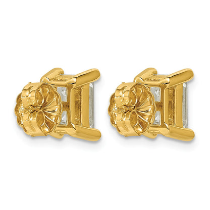 14K Gelbgold 3 ct. Zertifizierte Laborgezüchtete Diamanten VS/SI+ G+ Smaragdschliff 4-Zacken-Fassung Schweres Gewicht Ohrstecker