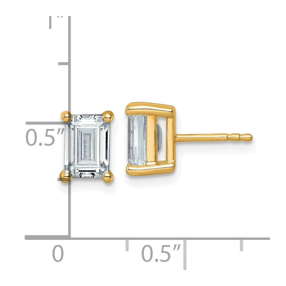14K Gelbgold 3 ct. Zertifizierte Laborgezüchtete Diamanten VS/SI+ G+ Smaragdschliff 4-Zacken-Fassung Schweres Gewicht Ohrstecker