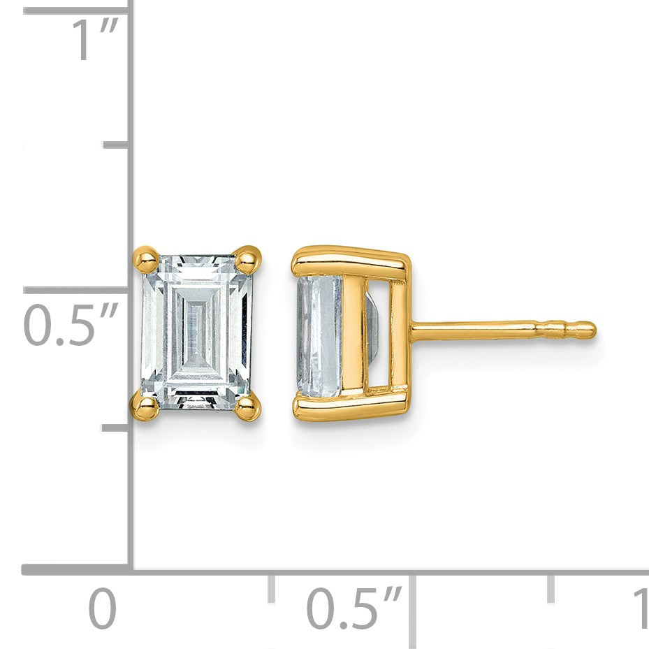 14K Gelbgold Ohrstecker mit 3 ct. Labor-gezüchteten Diamanten VS/SI+ G+, Smaragdschliff, 4-Krappenfassung, hohes Gewicht