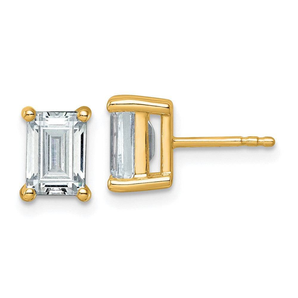 14K Gelbgold Ohrstecker mit 3 ct. Labor-gezüchteten Diamanten VS/SI+ G+, Smaragdschliff, 4-Krappenfassung, hohes Gewicht