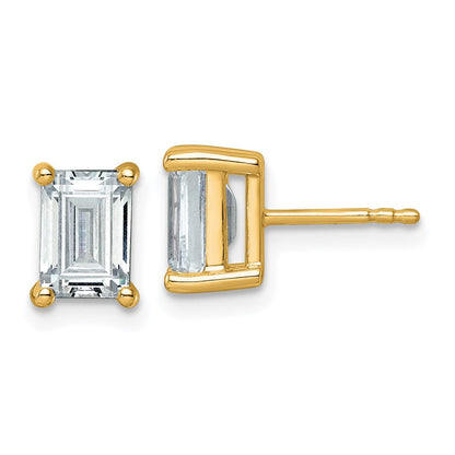 14K Gelbgold Ohrstecker mit 3 ct. Labor-gezüchteten Diamanten VS/SI+ G+, Smaragdschliff, 4-Krappenfassung, hohes Gewicht
