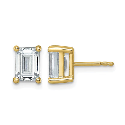14K Gelbgold Ohrstecker mit 3 ct. Labor-gezüchteten Diamanten VS/SI+ G+, Smaragdschliff, 4-Krappenfassung, hohes Gewicht