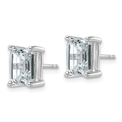 14K Weißgold Ohrstecker mit 4 ct. zertifizierten, im Labor gezüchteten Diamanten VS/SI+ G+ im Smaragdschliff, 4-Krappen-Fassung, hohes Gewicht