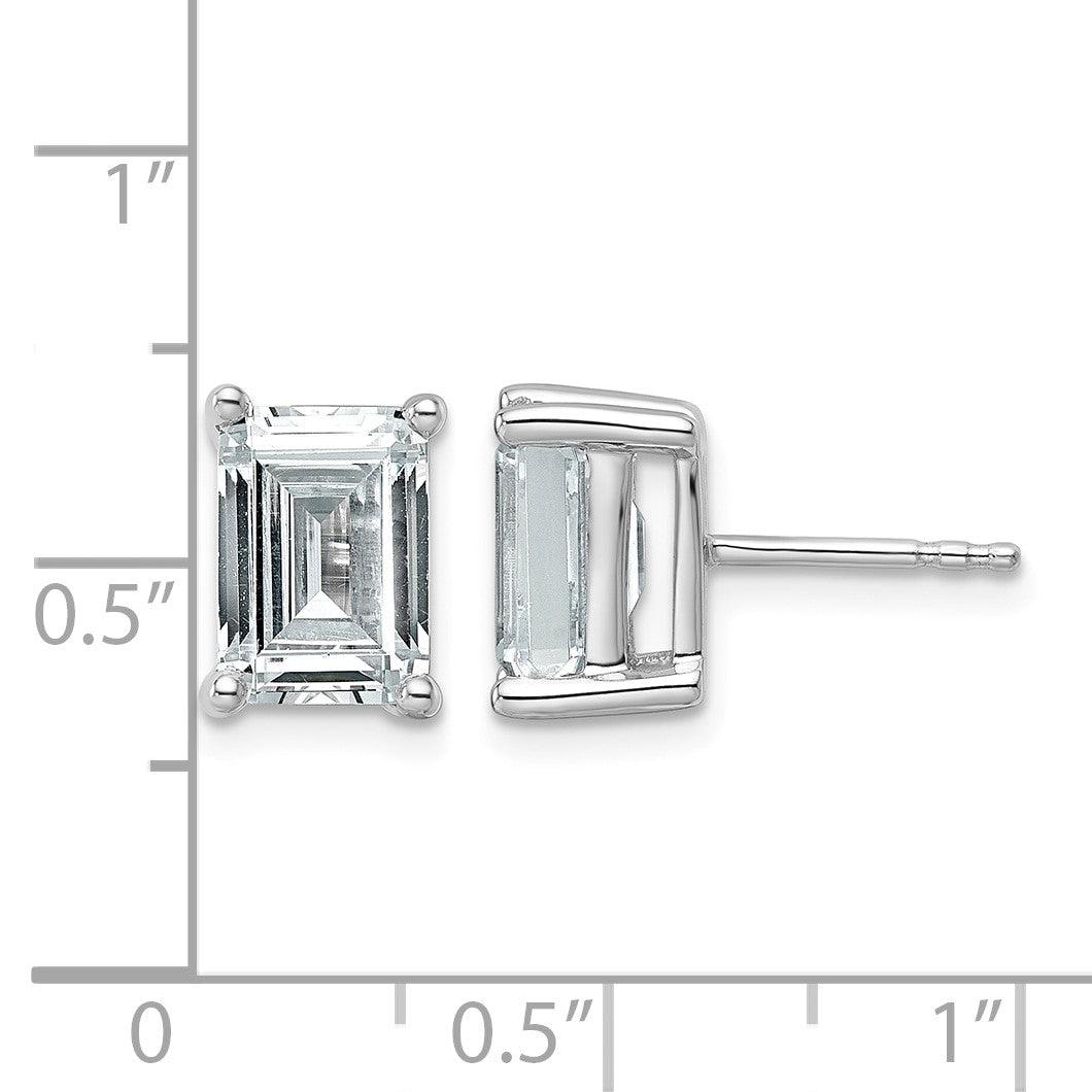 14K Weißgold Ohrstecker mit 4 ct. Labordiamanten im Smaragdschliff, VS/SI+ G+, 4-Krappen-Fassung, hohes Gewicht