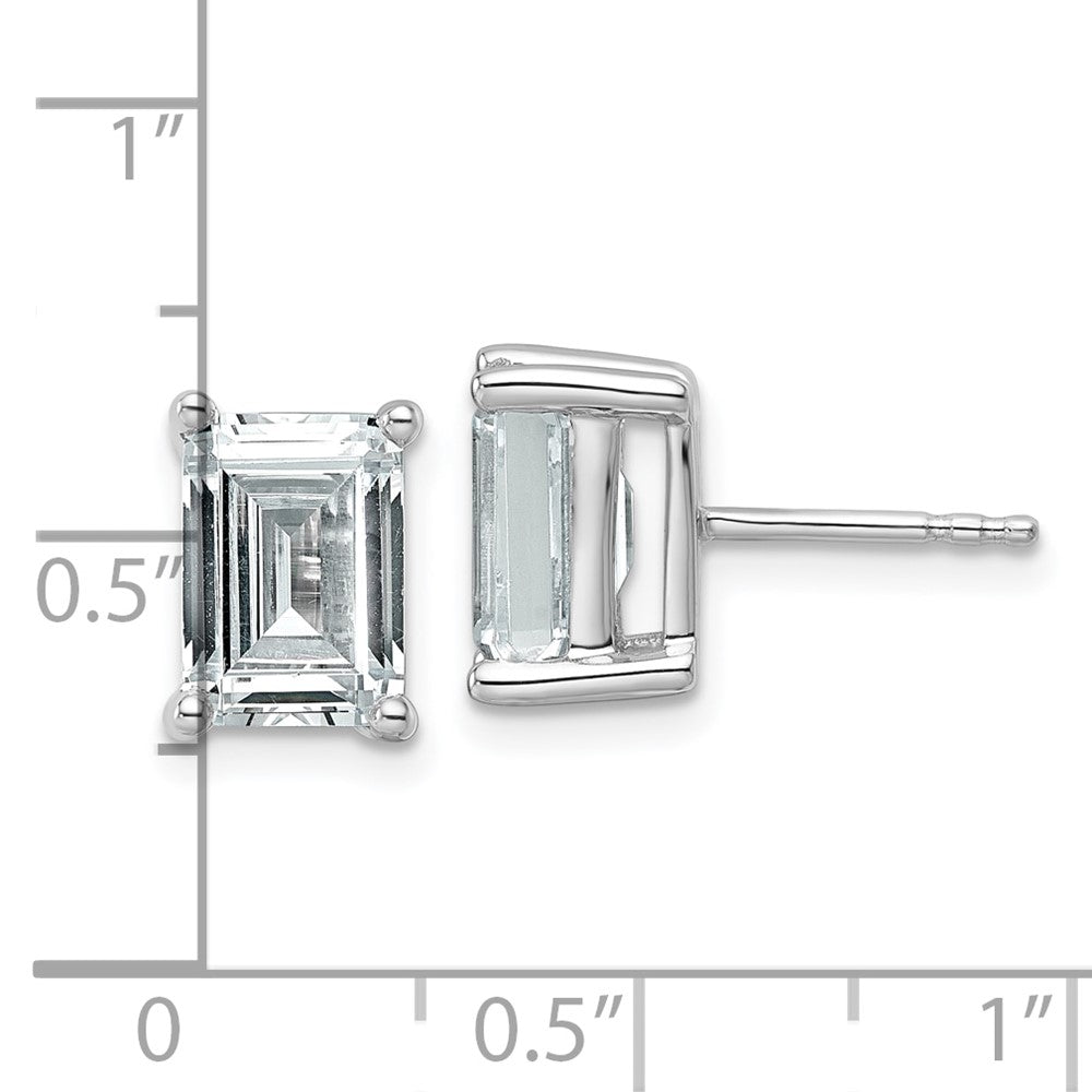 14K Weißgold Ohrstecker mit 4 ct. zertifizierten, im Labor gezüchteten Diamanten VS/SI+ G+ im Smaragdschliff, 4-Krappen-Fassung, hohes Gewicht